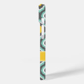 Graue Aqua und Gelbkat-marokkanisches Monogramm Case-Mate iPhone Hülle (Rückseite / Links)