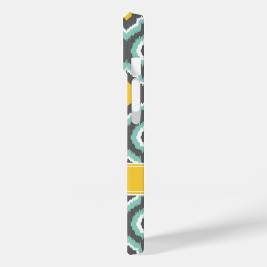 Graue Aqua und Gelbkat-marokkanisches Monogramm Case-Mate iPhone Hülle (Rückseite / Links)