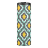 Graue Aqua und Gelbkat-marokkanisches Monogramm Thermosbecher (Rückseite)