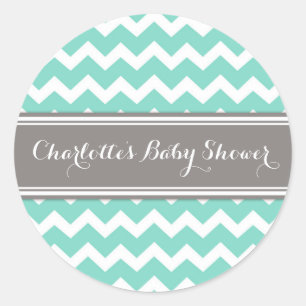 Graue Aqua Zickzack Babydusche Pflegemittel Sticke Runder Aufkleber