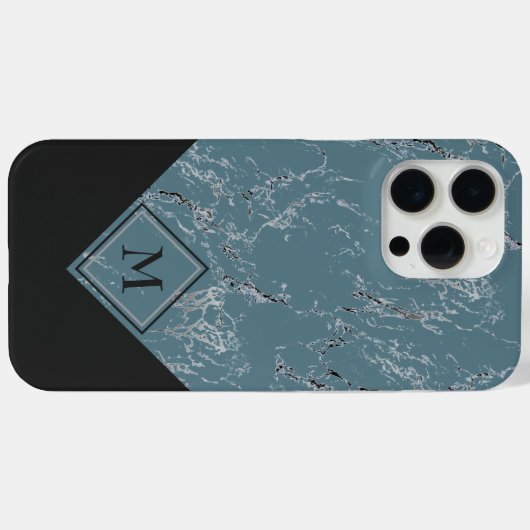 Graue, Aquamarin blaue Marmor mit Blau Case-Mate iPhone Hülle (Rückseite (Horizontal))