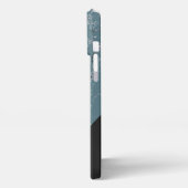 Graue, Aquamarin blaue Marmor mit Blau iPhone Hülle (Linke Seite)