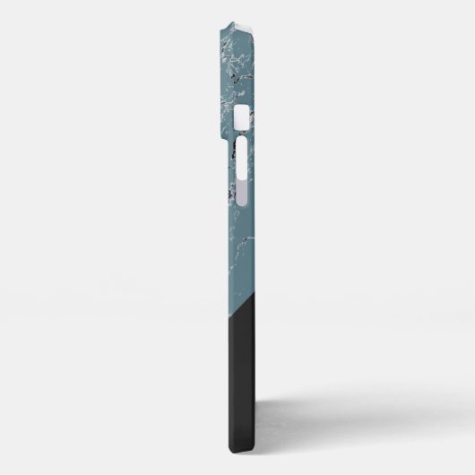 Graue, Aquamarin blaue Marmor mit  Blau iPhone Hülle (Linke Seite)