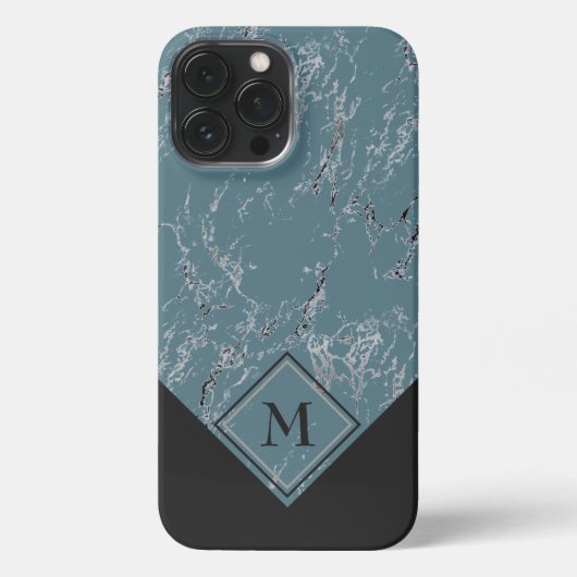 Graue, Aquamarin blaue Marmor mit  Blau iPhone Hülle (Rückseite)