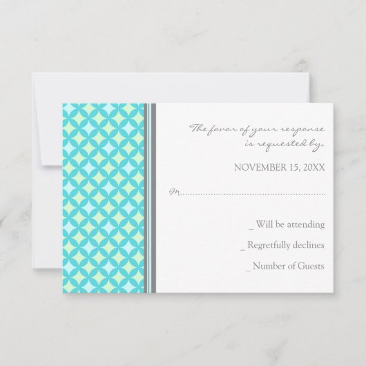 Graue Aquamarine Mintmuster UAWG Wedding Card RSVP Karte (Vorderseite)