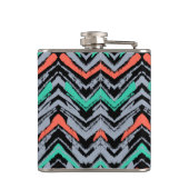 Graue, aquamarine und korallenrote Hand Flachmann (Rückseite)