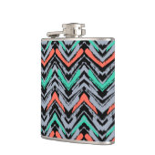 Graue, aquamarine und korallenrote Hand Flachmann (Links)