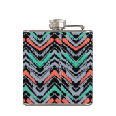 Graue, aquamarine und korallenrote Hand Flachmann (Rückseite)