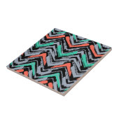 Graue, aquamarine und korallenrote Hand Fliese (Seite)