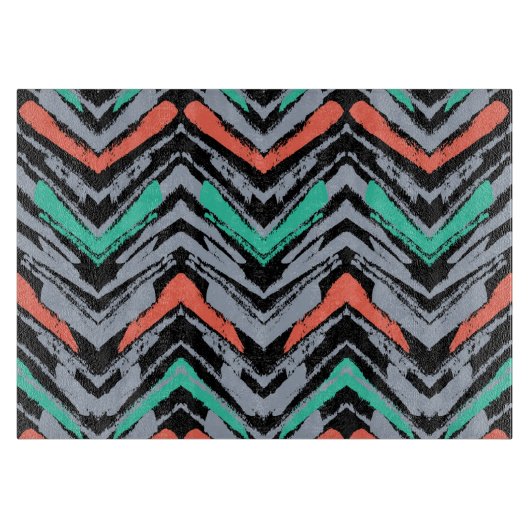 Graue, aquamarine und korallenrote Hand Schneidebrett (Vorderseite)