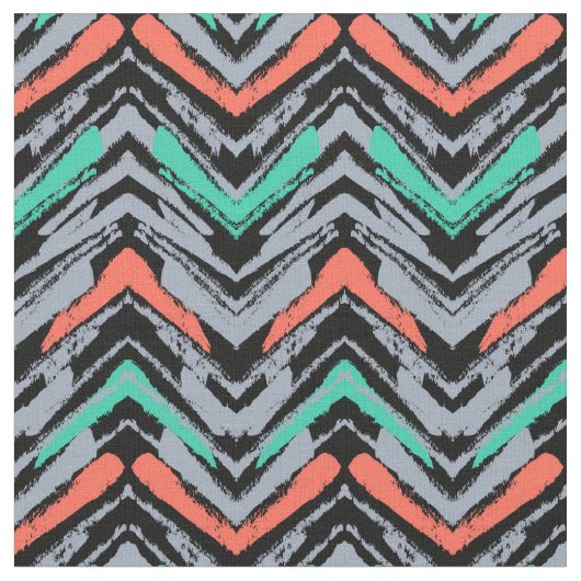 Graue, aquamarine und korallenrote Hand Stoff (Nahaufnahme)