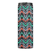 Graue, aquamarine und korallenrote Hand Thermosbecher (Rückseite)