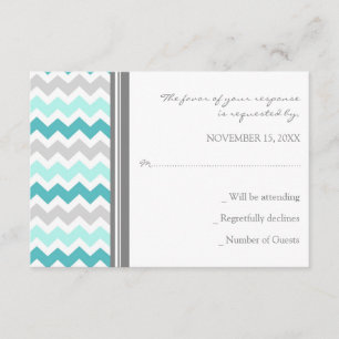 Graue Aquamarine Zickzack UAWG Wedding Card RSVP Karte
