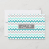 Graue Aquamarine Zickzack UAWG Wedding Card RSVP Karte (Rückseite)