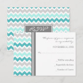 Graue Aquamarine Zickzack UAWG Wedding Card RSVP Karte (Vorne/Hinten)
