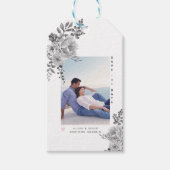 Graue Aquarellfarben Blume und Foto Geschenkanhänger (Vorderseite)