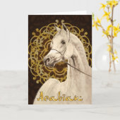 Graue arabische Pferdegrußkarte Karte (Gelbe Blume)