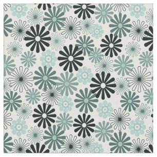 Graue Art 1960 der Blumen x des Aqua Stoff