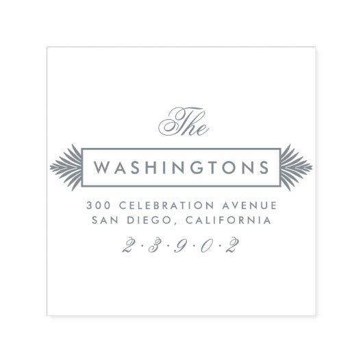 Graue Art Deco Familienname Rücksendeadresse Permastempel (Design)