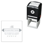 Graue Art Deco Familienname Rücksendeadresse Permastempel (Beispiel)