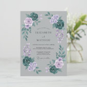 Graue atmosphärische Winterhochzeit Einladung (Stehend Vorderseite)