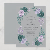 Graue atmosphärische Winterhochzeit Einladung (Vorne/Hinten)