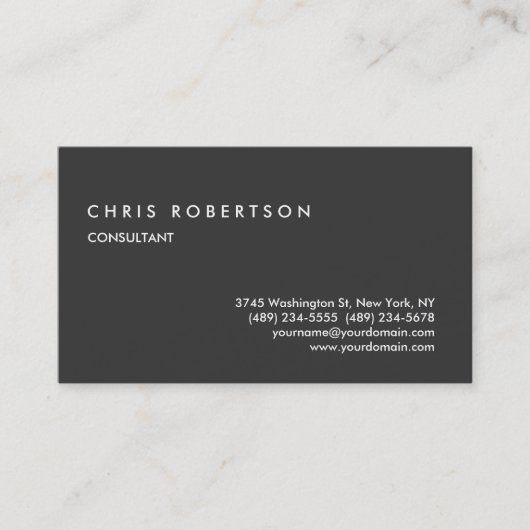 Graue, attraktive und charmante Standard-Visitenka Visitenkarte (Vorderseite)