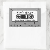 Graue Audiokassette Gestochen Rechteckiger Aufkleber (Tasche)