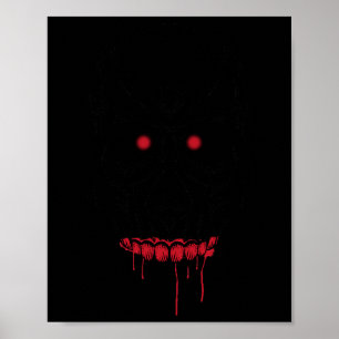 Graue Augen Schädel mit Zähne und roten Augen Hall Poster