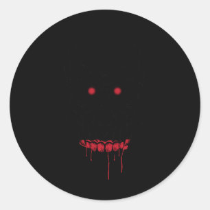 Graue Augen Schädel mit Zähne und roten Augen Hall Runder Aufkleber