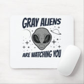 Graue Außerirdischen beobachten dich Mousepad (Mit Mouse)