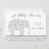Graue Baby Elephant Dusche Einladung (Vorderseite)