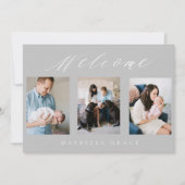 Graue Baby Multi-Foto Babyankündigung Ankündigung (Vorderseite)