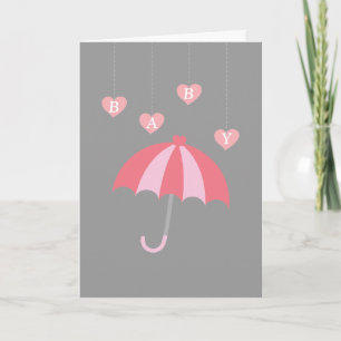 Graue Babyparty für Mädchen mit Liebe und rosa Reg Einladung