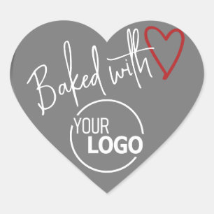 Graue Backform mit hausgemachter Liebe-Baking-Logo Herz-Aufkleber