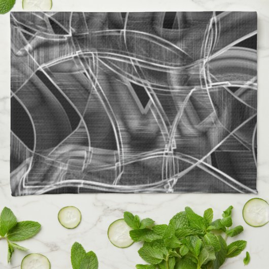 Graue, bandförmige Kurven, hervorgehobene Linien i Geschirrtuch (Gefaltet)