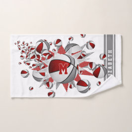 Graue Basketball-Stars mit Monogramm Handtuch