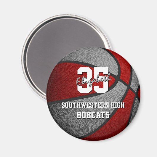 Graue Basketballfarben Magnet (Vorderseite/Rückseite)