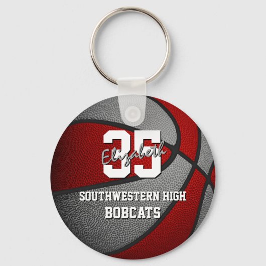 Graue Basketballfarben Schlüsselanhänger (Vorderseite)