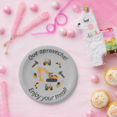 Graue Baugewerbe Geburtstagskind Bilingual Pappteller (Party)