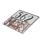 Graue Bäume Red Fox House Number Template Nature Fliese (Seite)