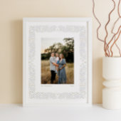 Graue Beige Folk Art Blumenrahmen mit benutzerdefi Poster