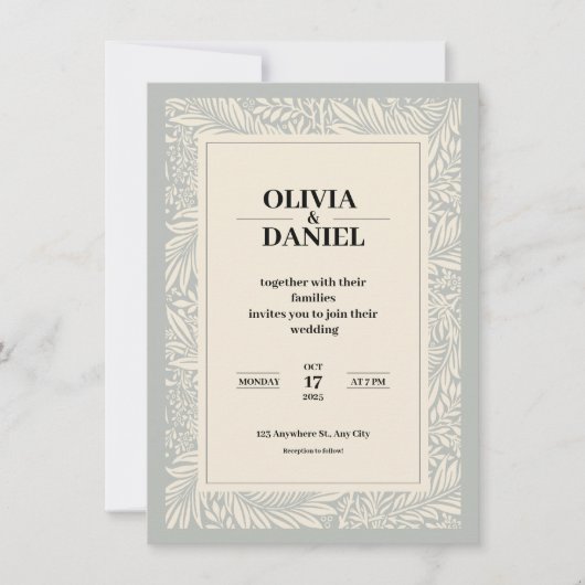 Graue Beige Illustration Einladung (Vorderseite)