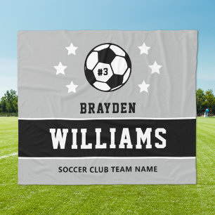 Graue benutzerdefinierte Fußballname und -nummer Fleecedecke
