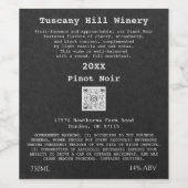 Graue benutzerdefinierte QR-Codebeschreibung Weinetikett (Einzelnes Label)