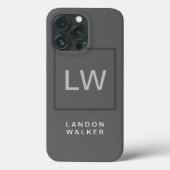 Graue berufliche, moderne Initialen Monogramm Case-Mate iPhone Hülle (Rückseite)