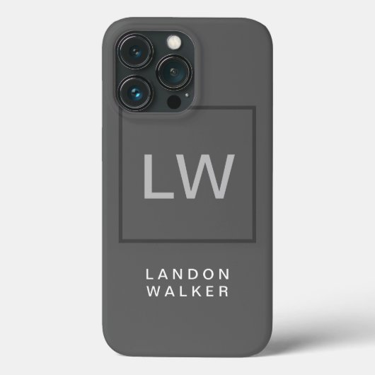 Graue berufliche, moderne Initialen Monogramm Case-Mate iPhone Hülle (Rückseite)