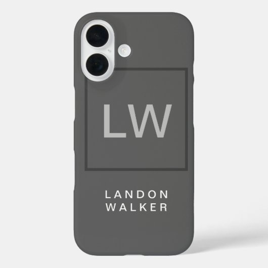 Graue berufliche, moderne Initialen Monogramm Case-Mate iPhone Hülle (Rückseite)