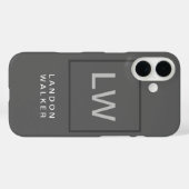 Graue berufliche, moderne Initialen Monogramm Case-Mate iPhone Hülle (Rückseite (Horizontal))