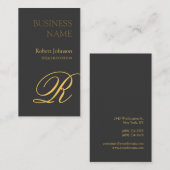 Graue Berufliche Monogram-Visitenkarte Visitenkarte (Vorne/Hinten)